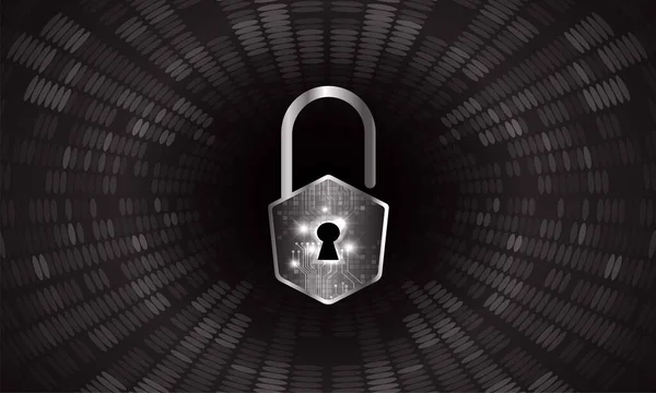 Zamek Kodem Binarnym Koncepcja Bezpieczeństwa Cybernetycznego Bezpieczeństwo Danych Ilustracja Wektora — Wektor stockowy