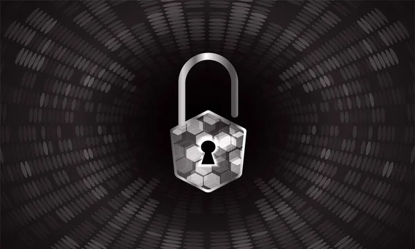 Zamek Kodem Binarnym Koncepcja Bezpieczeństwa Cybernetycznego Bezpieczeństwo Danych Ilustracja Wektora — Wektor stockowy