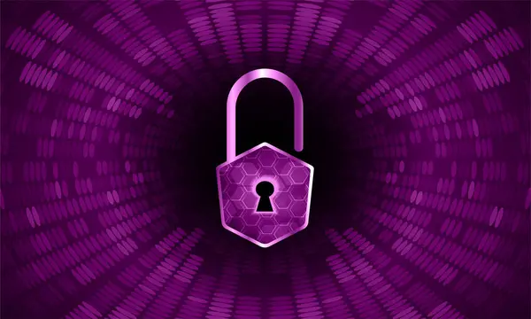 Lock Binary Code Cyber Security Concept Data Security Vector Illustration — Stock Vector