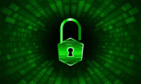 Sperre Mit Einem Binärcode Cyber Sicherheitskonzept Datensicherheit Vektorillustration — Stockvektor