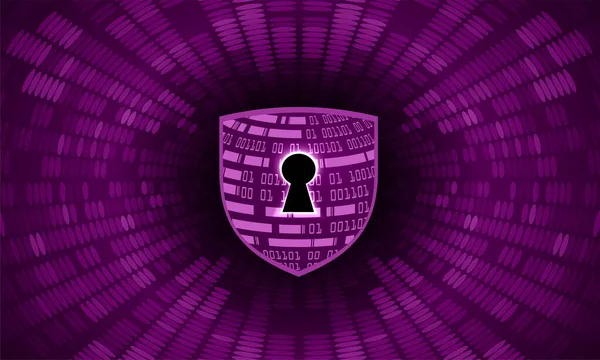 Concepto Seguridad Cibernética Con Escudo Código Binario — Vector de stock