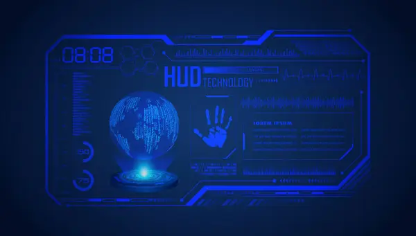 Cyfrowy Futurystyczny Hologram Interfejsu Hologramem Kulą Ziemską Planetą Ziemią Globalne — Wektor stockowy