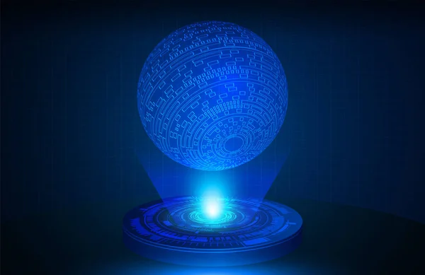 抽象的未来主义技术 有发光电路的球体 矢量说明 — 图库矢量图片
