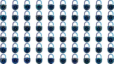 Beyaz arkaplanda asma kilit simgeleri ayarlandı