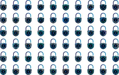 Beyaz arkaplanda asma kilit simgeleri ayarlandı