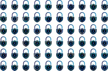 Beyaz arkaplanda asma kilit simgeleri ayarlandı