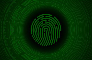 Siyah bir arkaplanda parmak izinin vektör çizimi