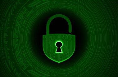 Sayısal arkaplan ve siber güvenlik konusunda kapatılmış asma kilit