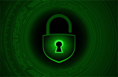 Sayısal arkaplan ve siber güvenlik konusunda kapatılmış asma kilit