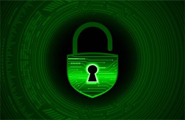 Sayısal arkaplan ve siber güvenlik konusunda kapatılmış asma kilit