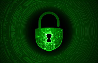 Sayısal arkaplan ve siber güvenlik konusunda kapatılmış asma kilit