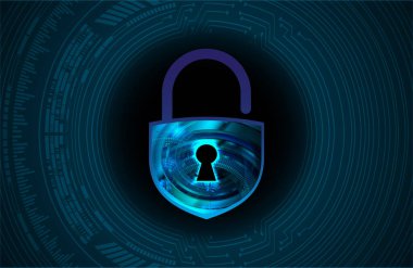 Sayısal arkaplan ve siber güvenlik konusunda kapatılmış asma kilit