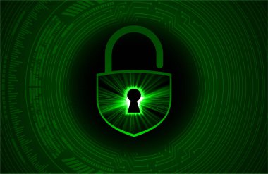 Sayısal arkaplan ve siber güvenlik konusunda kapatılmış asma kilit