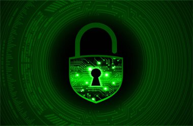 Sayısal arkaplan ve siber güvenlik konusunda kapatılmış asma kilit