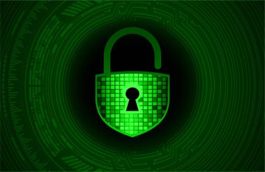 Sayısal arkaplan ve siber güvenlik konusunda kapatılmış asma kilit