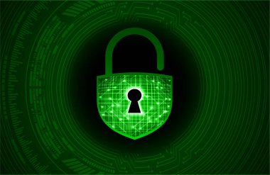 Sayısal arkaplan ve siber güvenlik konusunda kapatılmış asma kilit