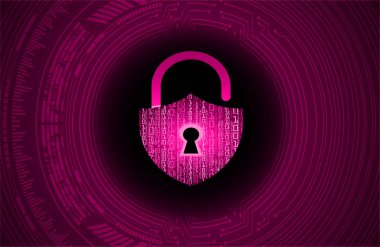 Siber güvenlik kavramı: Dijital veri arka planında anahtar deliği simgesi olan kalkan. Siber veri güvenliği ya da bilgi gizlilik fikrini görüntüler