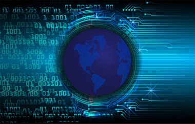 dijital dünya haritası, ikili kod, teknoloji ve internet kavramı