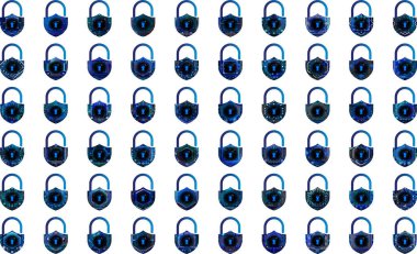 Fütürist asma kilit simgeleri. güvenlik arkaplanı