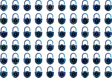 Fütürist asma kilit simgeleri. güvenlik arkaplanı