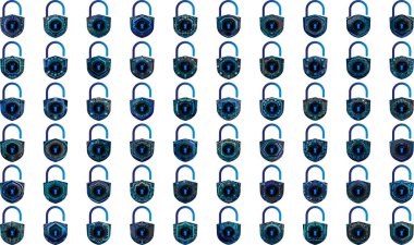 Fütürist asma kilit simgeleri. güvenlik arkaplanı