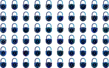 Beyaz arkaplanda asma kilit simgeleri ayarlandı