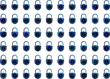 Beyaz arkaplanda asma kilit simgeleri ayarlandı