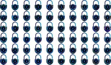 Beyaz arkaplanda asma kilit simgeleri ayarlandı