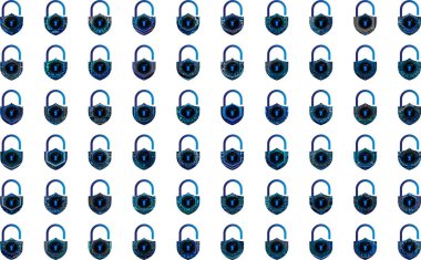 Beyaz arkaplanda asma kilit simgeleri ayarlandı