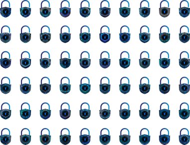 Beyaz arkaplanda asma kilit simgeleri ayarlandı