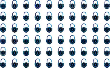 Beyaz arkaplanda asma kilit simgeleri ayarlandı