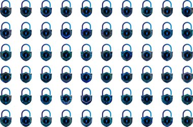 Beyaz arkaplanda asma kilit simgeleri ayarlandı