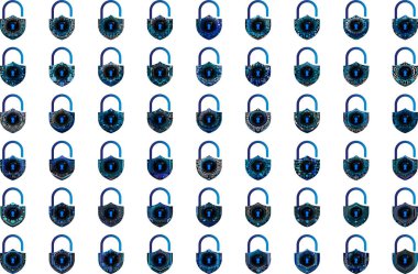 Beyaz arkaplanda asma kilit simgeleri ayarlandı