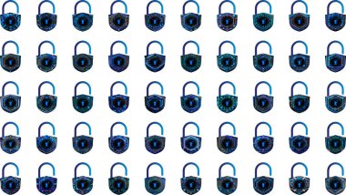 Beyaz arkaplanda asma kilit simgeleri ayarlandı