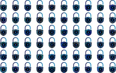 Beyaz arkaplanda asma kilit simgeleri ayarlandı