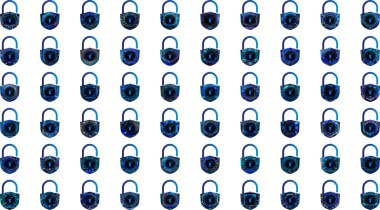 Beyaz arkaplanda asma kilit simgeleri ayarlandı