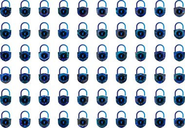 Beyaz arkaplanda asma kilit simgeleri ayarlandı