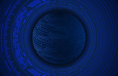 dijital mavi daire teknolojisi arkaplan, soyut arkaplan fütüristik küre, vektör illüstrasyonu