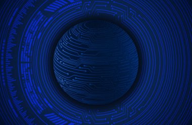 dijital mavi daire teknolojisi arkaplan, soyut arkaplan fütüristik küre, vektör illüstrasyonu