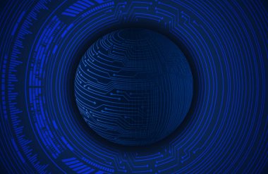 dijital mavi daire teknolojisi arkaplan, soyut arkaplan fütüristik küre, vektör illüstrasyonu