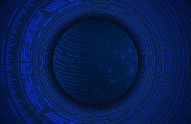 dijital mavi daire teknolojisi arkaplan, soyut arkaplan fütüristik küre, vektör illüstrasyonu