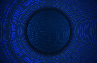 dijital mavi daire teknolojisi arkaplan, soyut arkaplan fütüristik küre, vektör illüstrasyonu