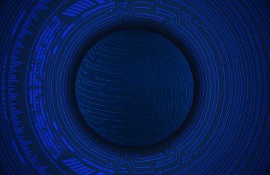 dijital mavi daire teknolojisi arkaplan, soyut arkaplan fütüristik küre, vektör illüstrasyonu