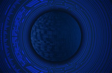 dijital mavi daire teknolojisi arkaplan, soyut arkaplan fütüristik küre, vektör illüstrasyonu