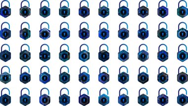 Beyaz arkaplanda asma kilit simgeleri ayarlandı