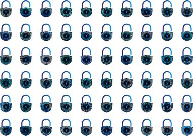 Beyaz arkaplanda asma kilit simgeleri ayarlandı