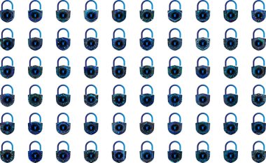 Beyaz arkaplanda asma kilit simgeleri ayarlandı