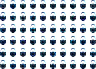 Beyaz arkaplanda asma kilit simgeleri ayarlandı