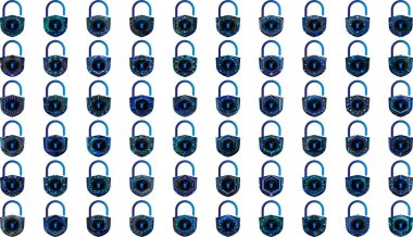 Beyaz arkaplanda asma kilit simgeleri ayarlandı