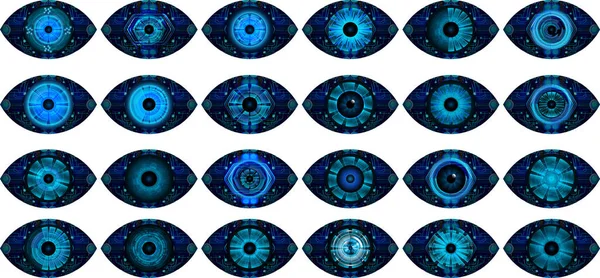 Αφηρημένη Φουτουριστική Ψηφιακή Τεχνολογία Σύνολο Ματιών — Διανυσματικό Αρχείο